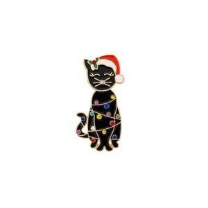 BaubleBar Black Cat Santa Claws Enamel Earrings NWT